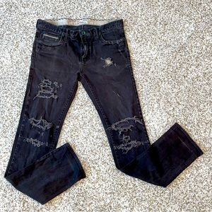 VANS DISTRESSED FITTED Black Worn Jeans Size 34 x34